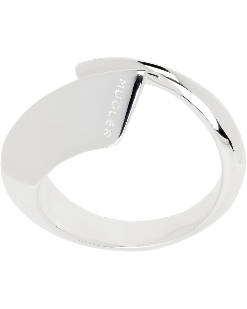 Thierry Mugler Engraved-Logo Ring Silver