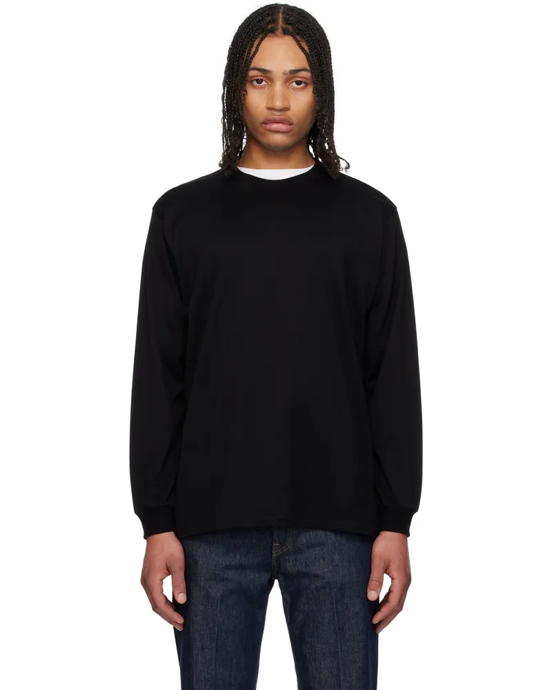 AURALEE Black Luster Plaiting L/S T-shirt Black