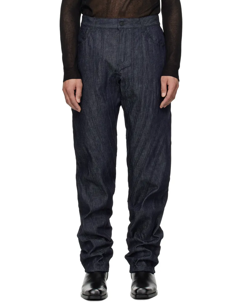 Thierry Mugler Blue Spiral Baggy Jeans Rd600
