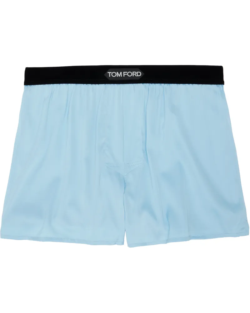 Tom Ford Blue Silk Boxers Aqua
