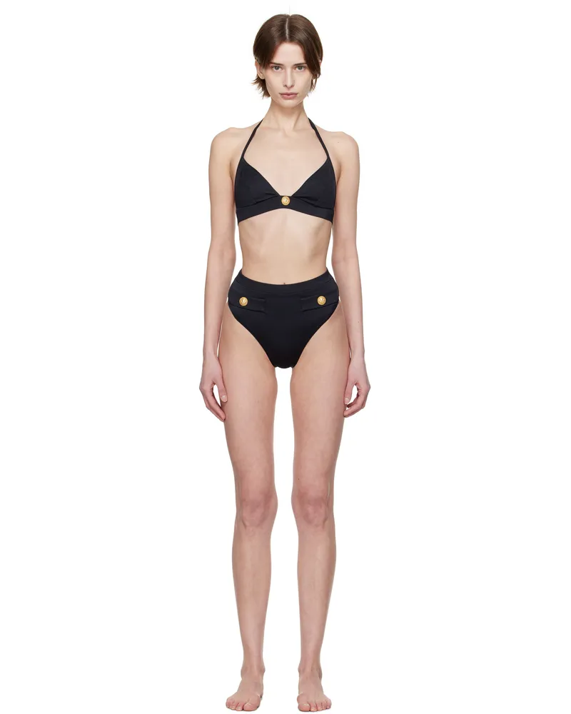 Balmain Black Button Triangle Bikini 001
