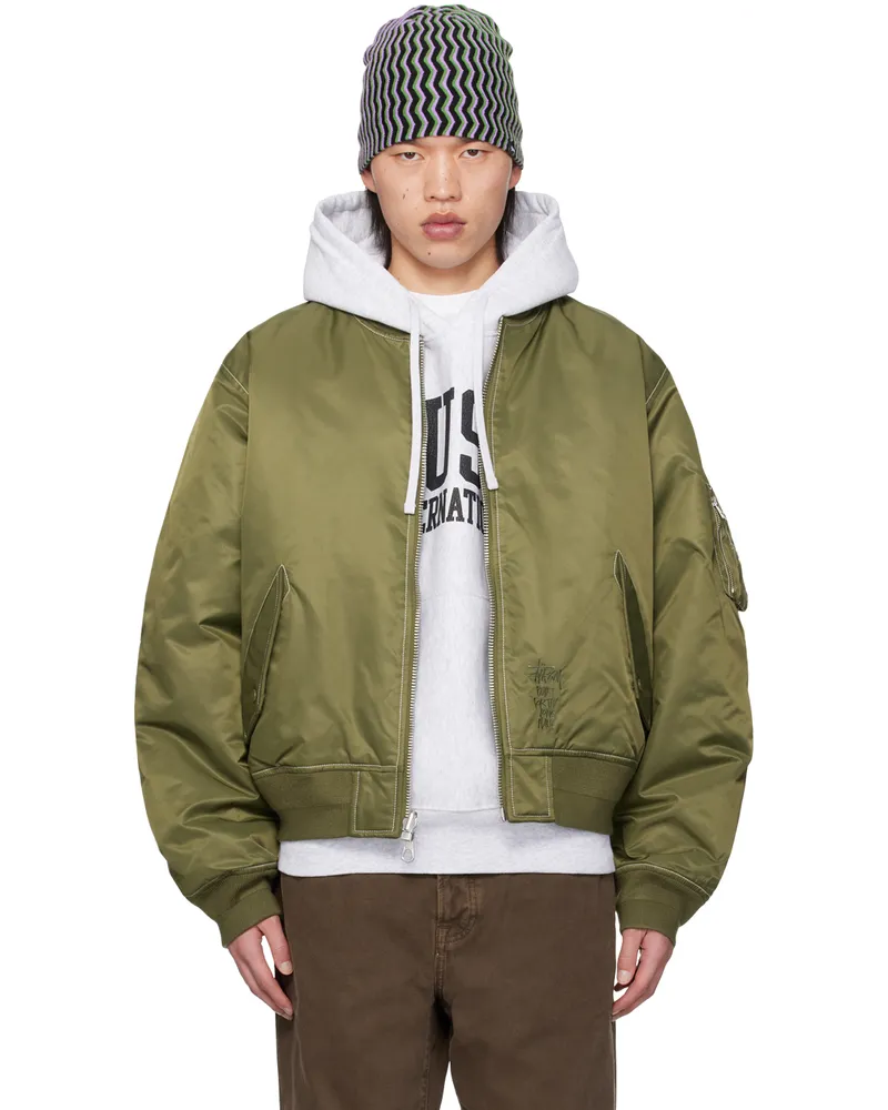 Stüssy Orange & Black Built Reversible Bomber Jacket - bei 