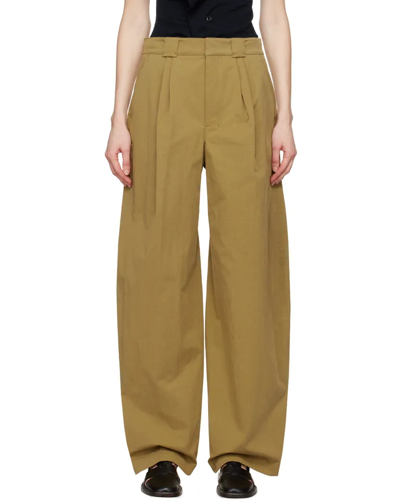 Christophe Lemaire Khaki Wide-Leg Trousers Gr649