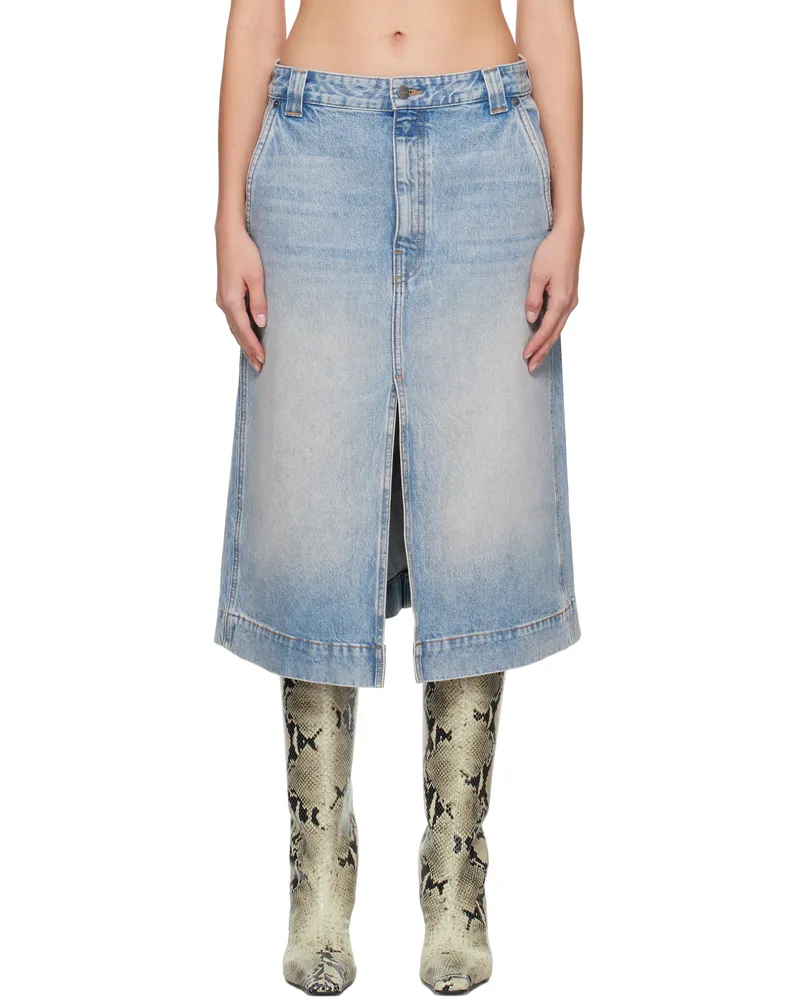 KHAITE Blue Charlene Denim Midi Skirt 094