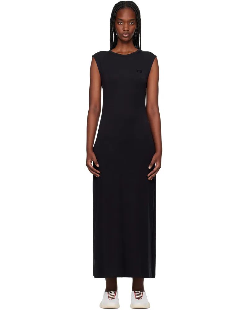 Y-3 Black Open Back Midi Dress Black