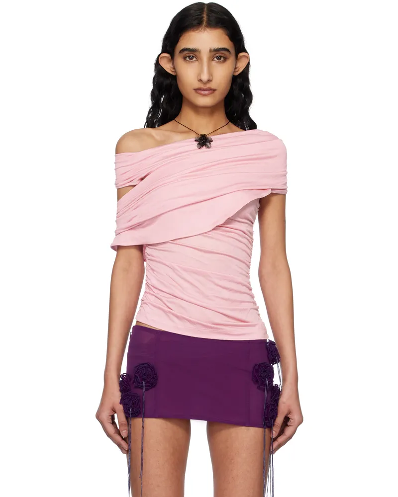 Blumarine Pink Jersey Sablé Blouse N0114