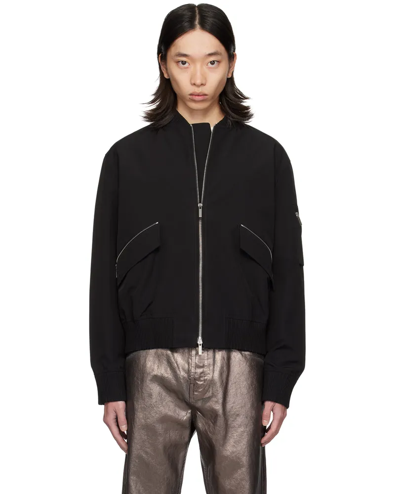 Ferragamo Black Water-Resistant Bomber Jacket 1534