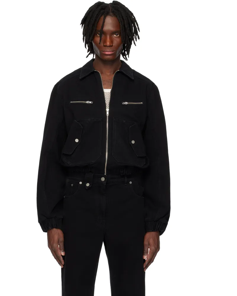Egonlab Black Lining Denim Bomber Jacket Black