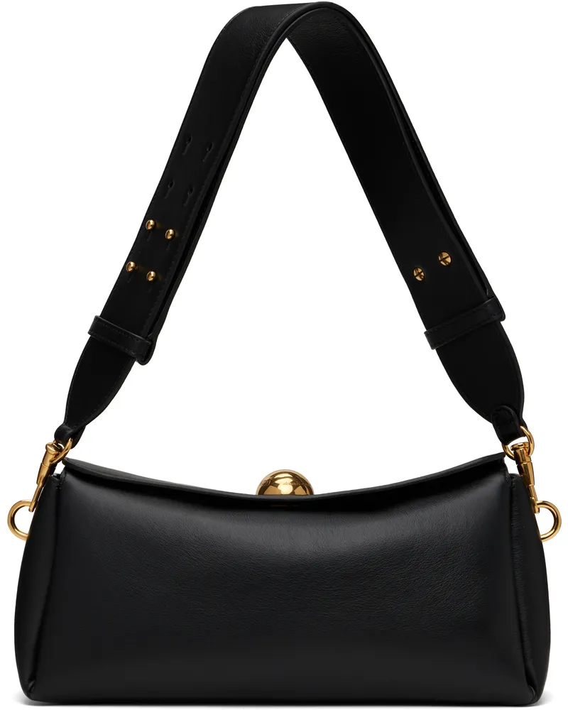 AMI Paris Black Leather Carrousel Bag Wool