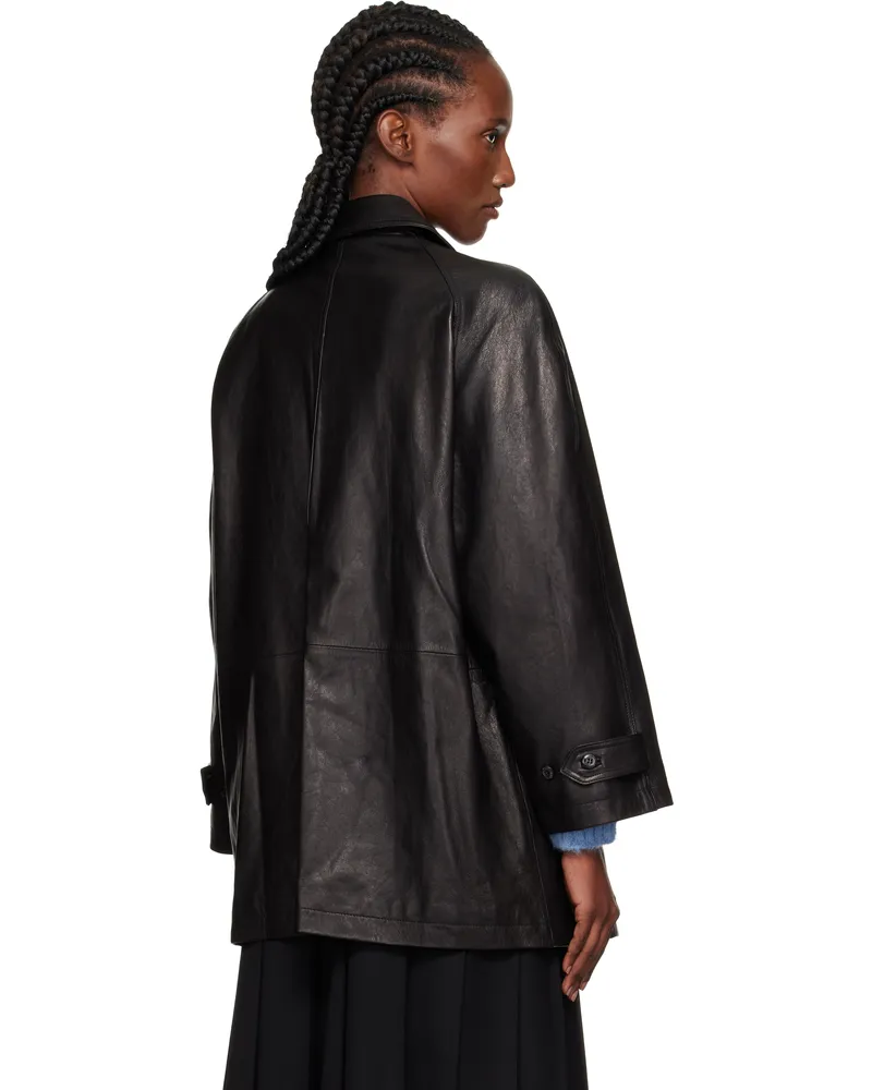 Nothing Written Black Vegetable Leather Pea Coat - bei