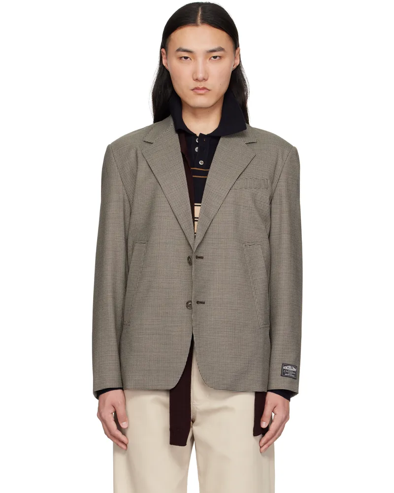 Commission Brown Houndstooth Varsity Blazer Brown