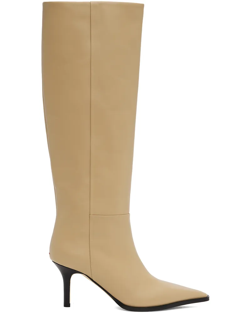 aeyde Beige Tula Leather Tall boots Latte