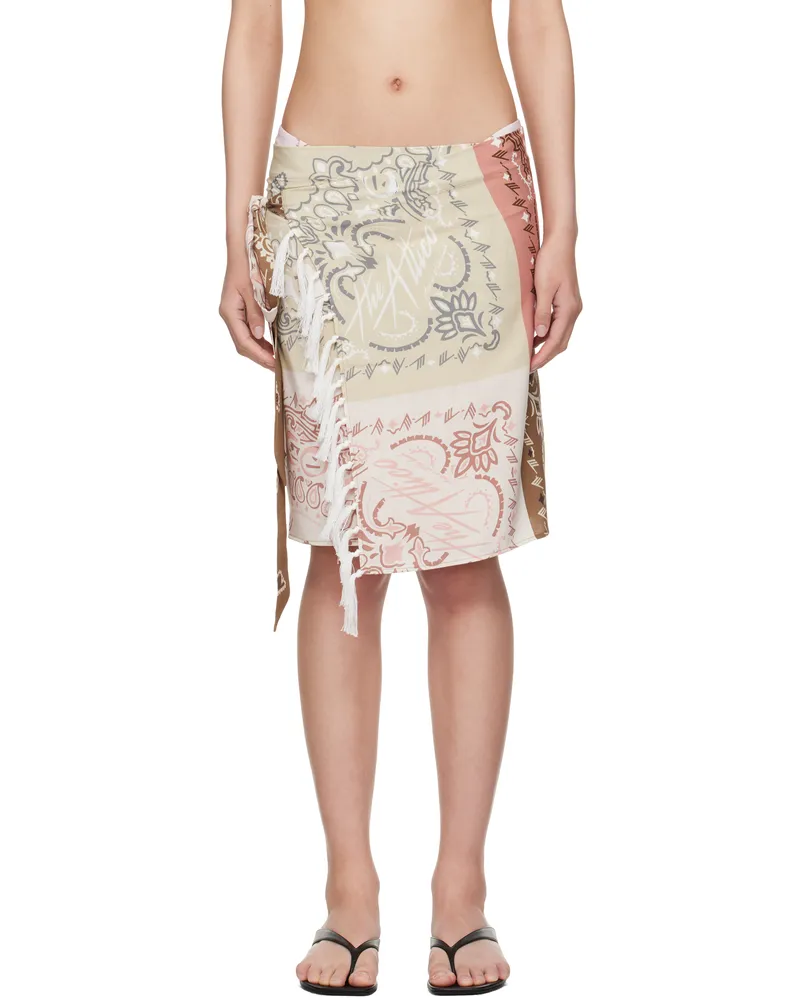 ATTICO White & Brown Pareo Cover-up Skirt 021