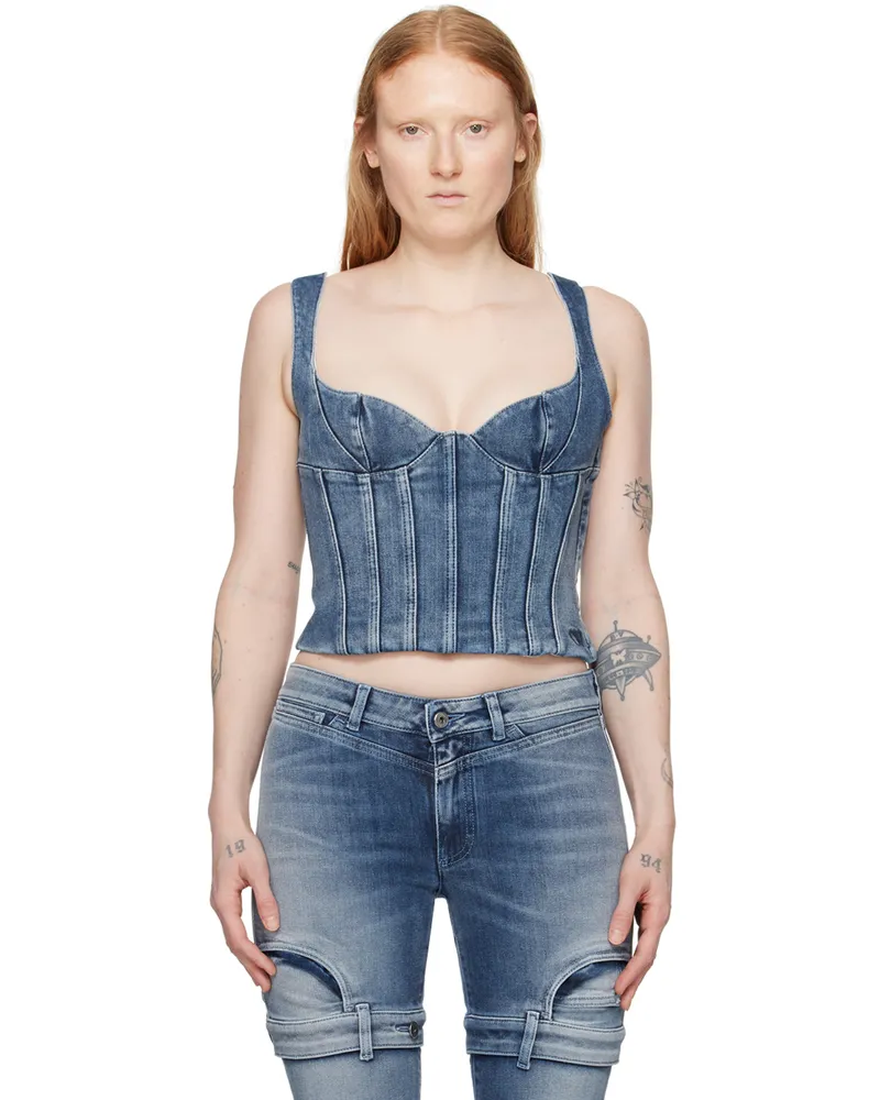 OFF-WHITE Blue Bustier Denim Tank Top Blue