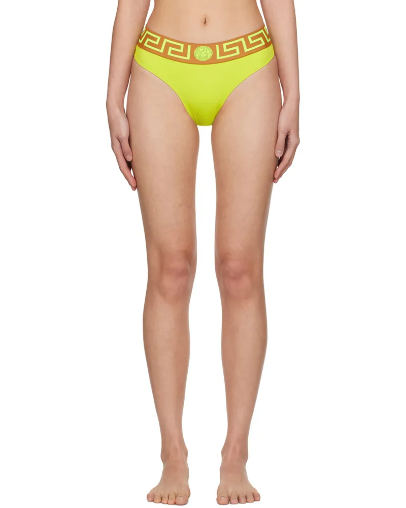 Versace Green Greca Border Bikini Bottom 2y810-mimosa+camel