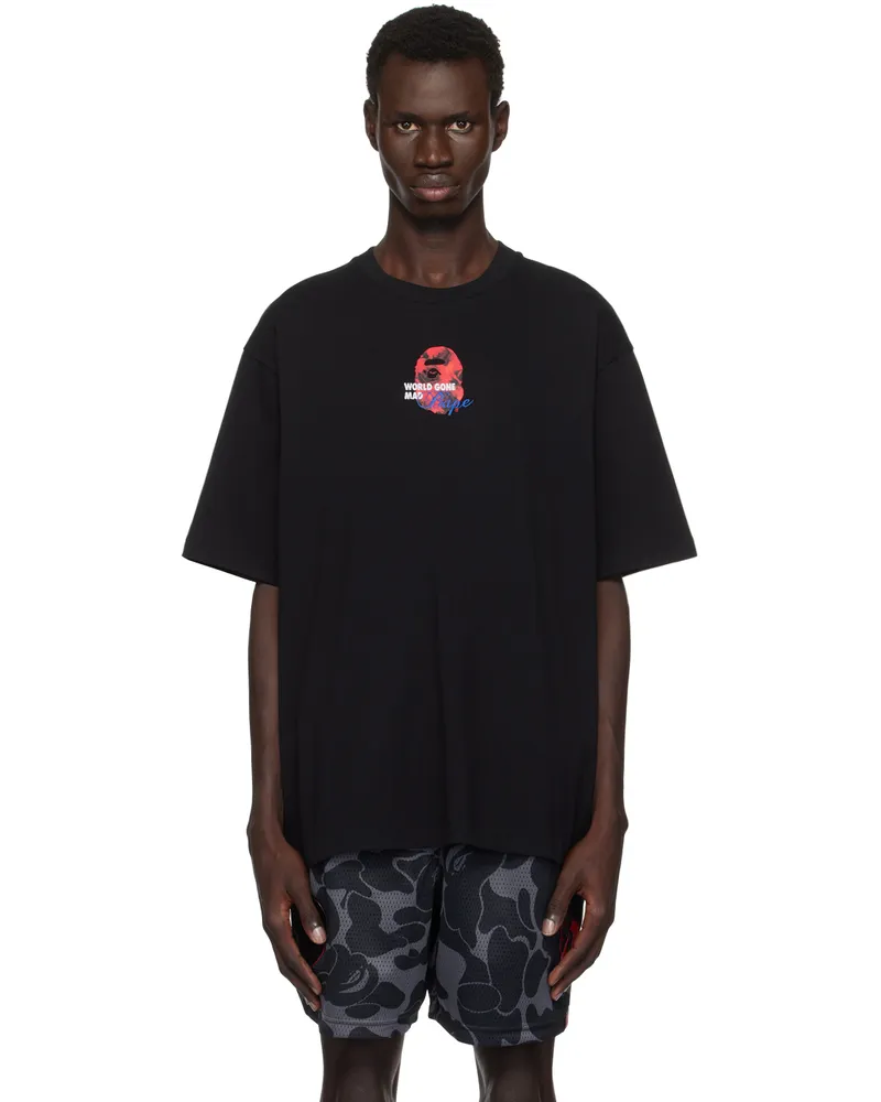 BAPE Black Floral Solid Camo Medium Ape Head T-shirt Black