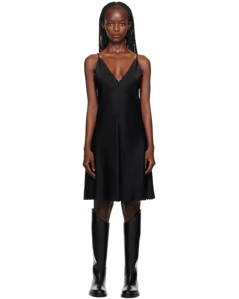 Jil Sander Black Scalloped Minidress 001