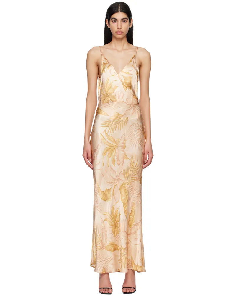 bec & bridge Gold Dusty Palms Maxi Dress Dusty