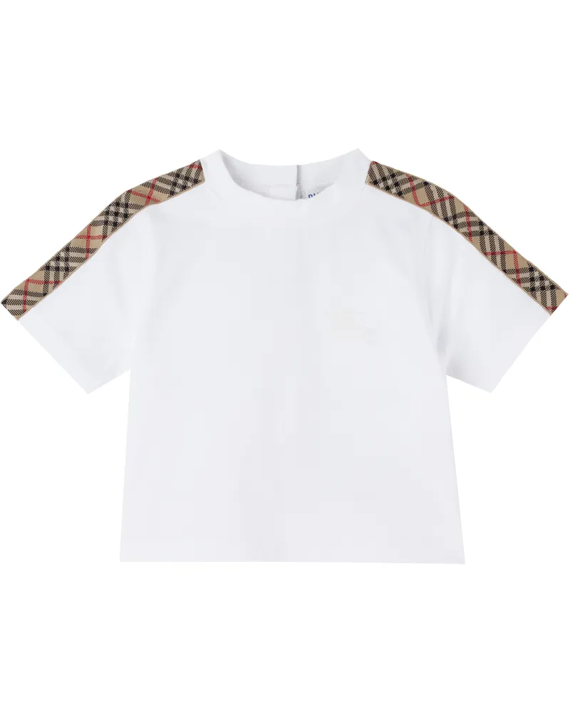 Burberry Baby White Check Trim Cotton T-shirt White