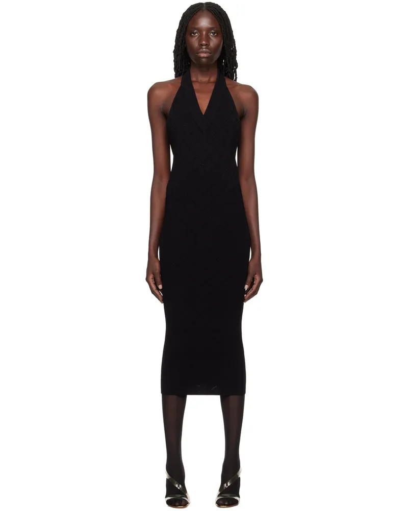 Balmain Black Halter Midi Dress 0pa