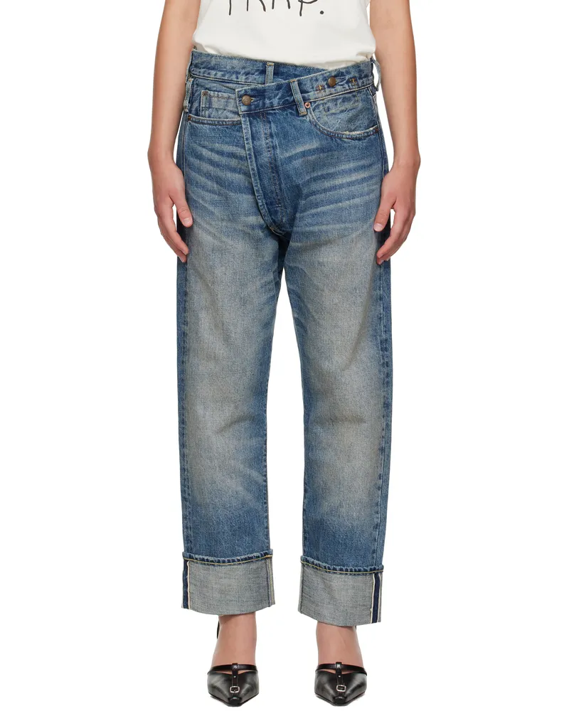 R13 Blue Cuffed Crossover Jeans Estin