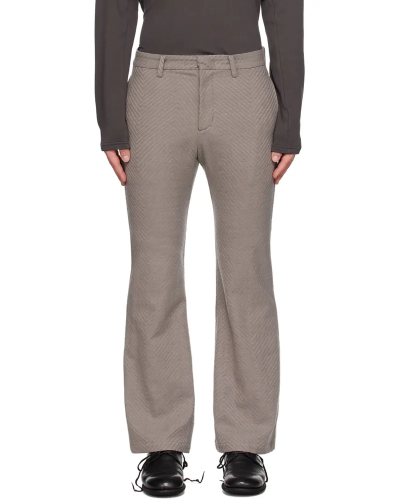 ATTACHMENT Gray Flared Trousers Khaki