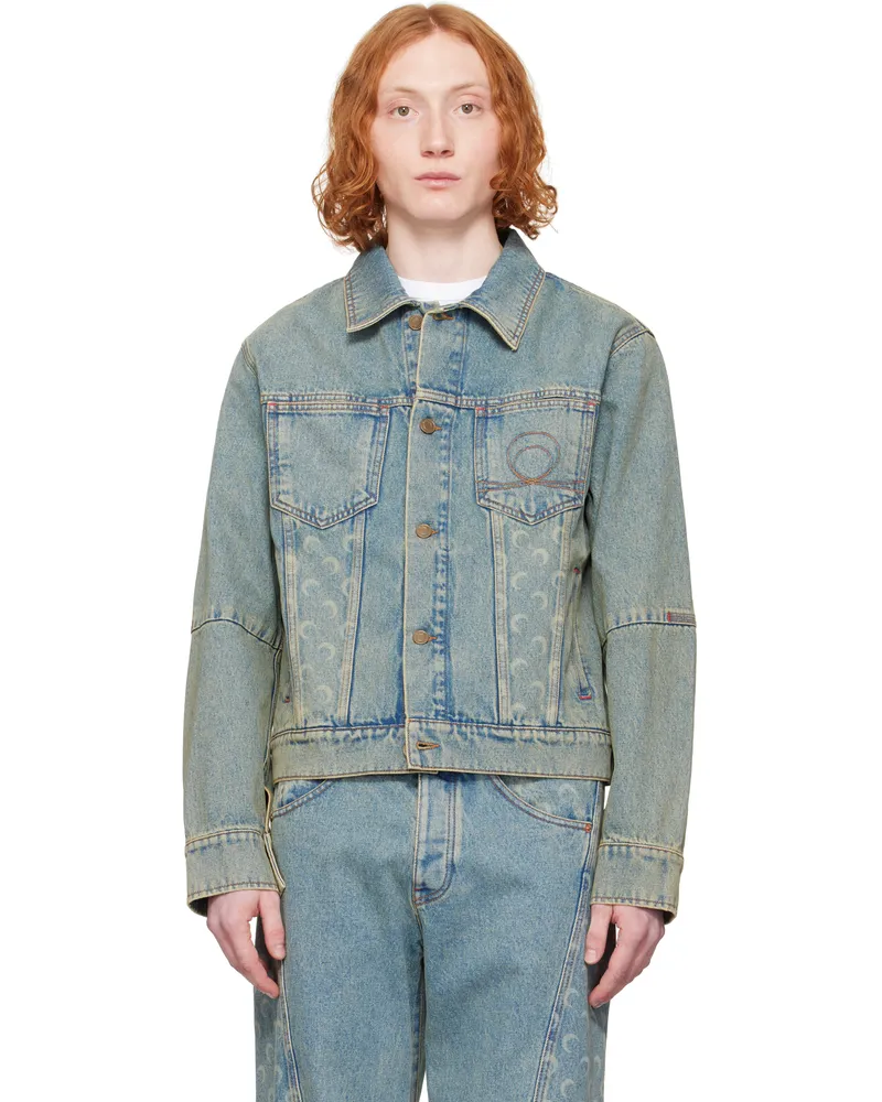 Marine Serre Blue Moon Laser Denim Trucker Jacket Bg10
