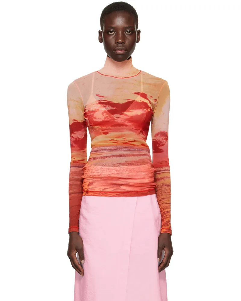 Kitsuné Orange Sunset Landscape Turtleneck O822