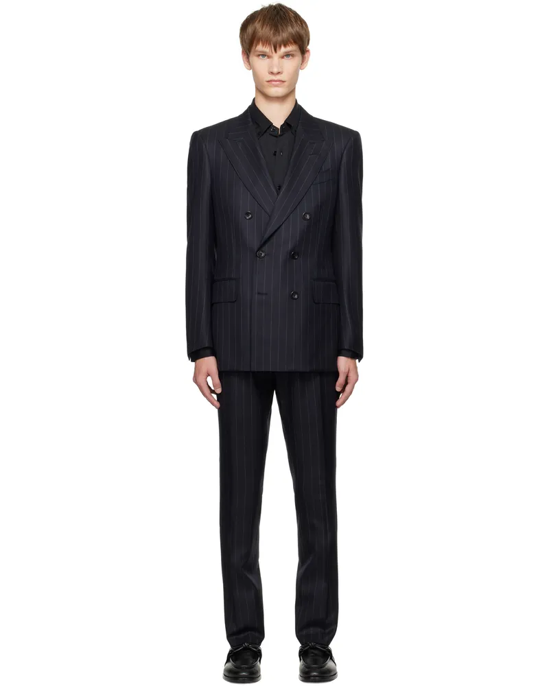 Tom Ford Gray Chalk Stripe Dyllan Suit Black