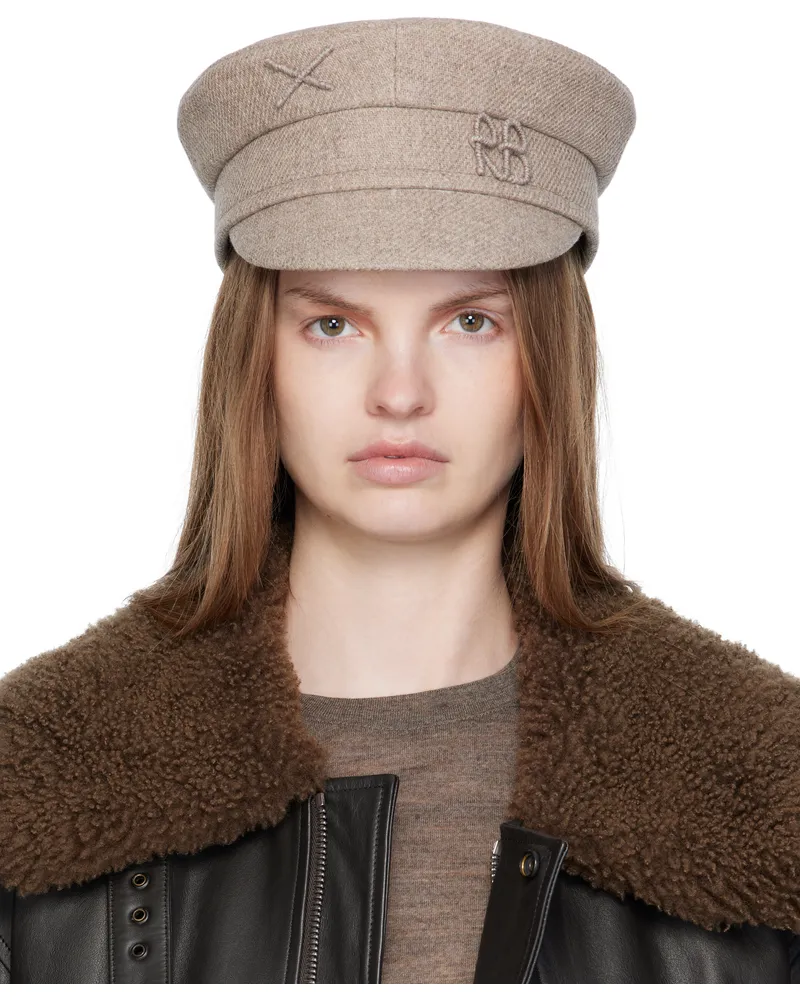 RUSLAN BAGINSKIY Beige Logo-Embellished Baker Boy Cap Beige