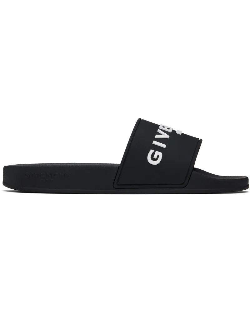 Givenchy Black Rubber Pool Slides 001-black