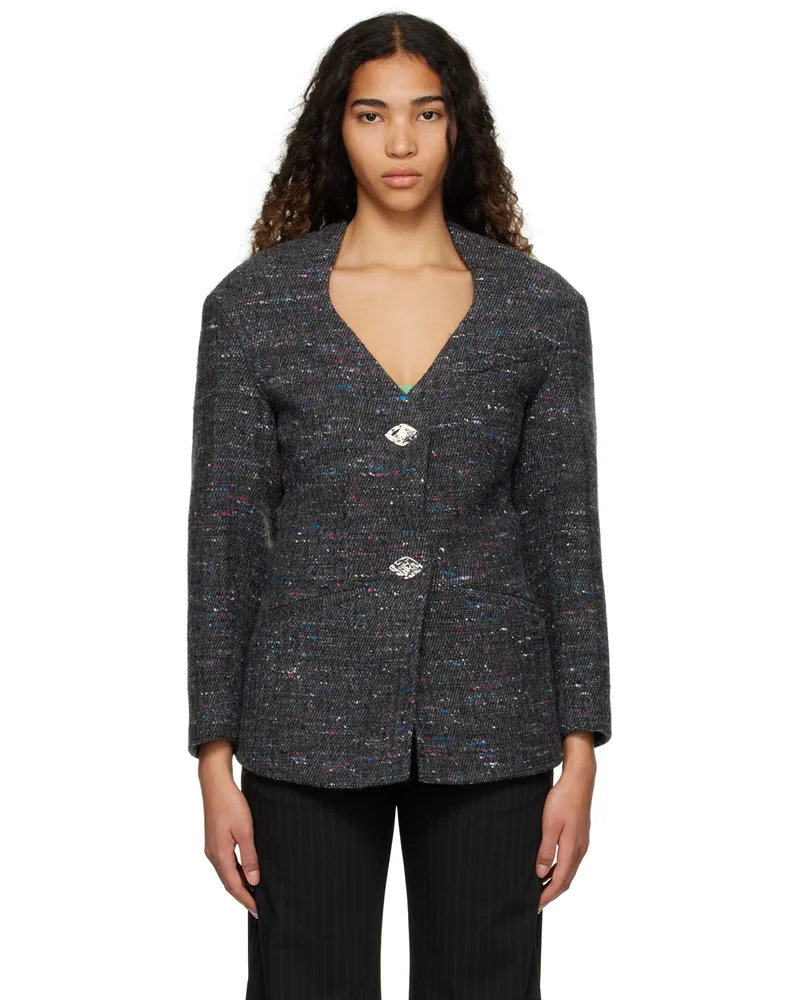 Ganni Gray Fitted Blazer 252