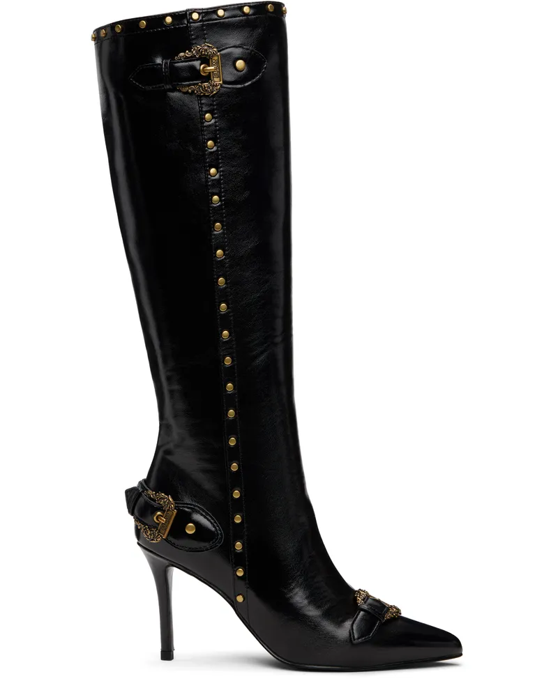 Versace Jeans Black Couture1 Scarlett Knee-High Tall Boots E899