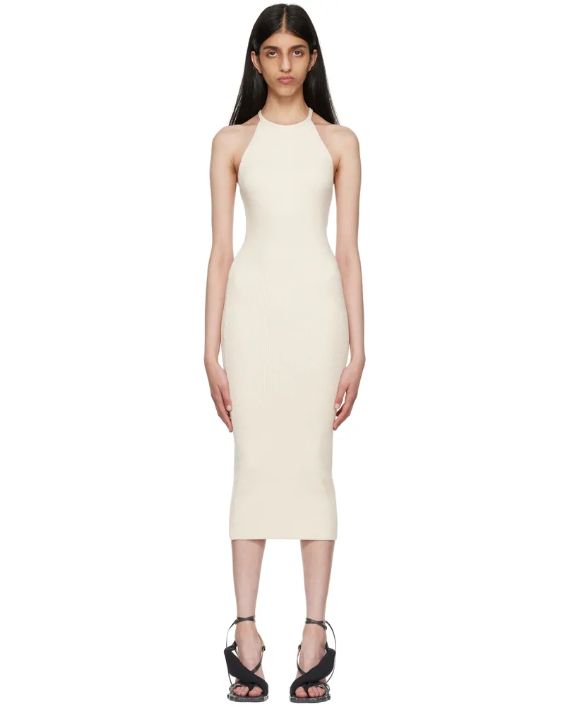 Helmut Lang Off-White Beaded Tank Midi Dress Ivory