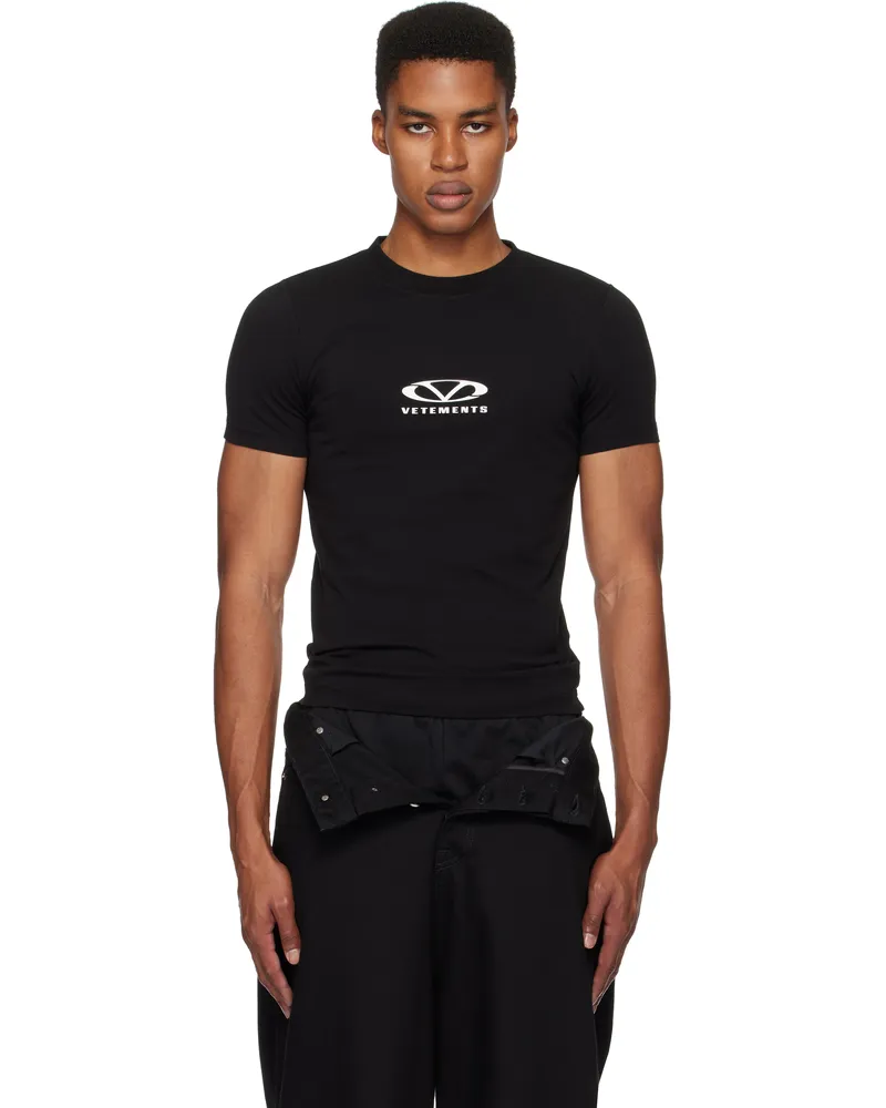 VETEMENTS Black Oval Logo Fitted T-shirt Black
