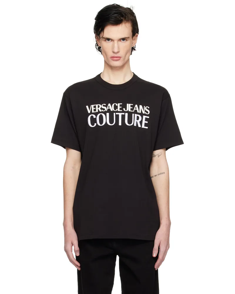 Versace Jeans Black Logo Relaxed-Fit T-shirt E899-black