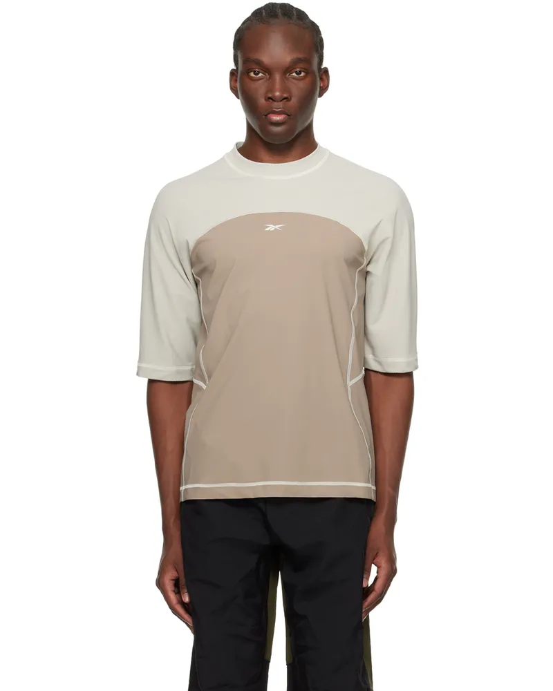 Reebok Beige Ribbed Training T-Shirt Tan