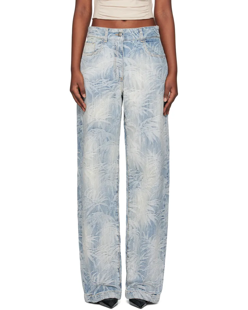 Palm Angels Blue Palms Jacquard Loose Jeans Medium