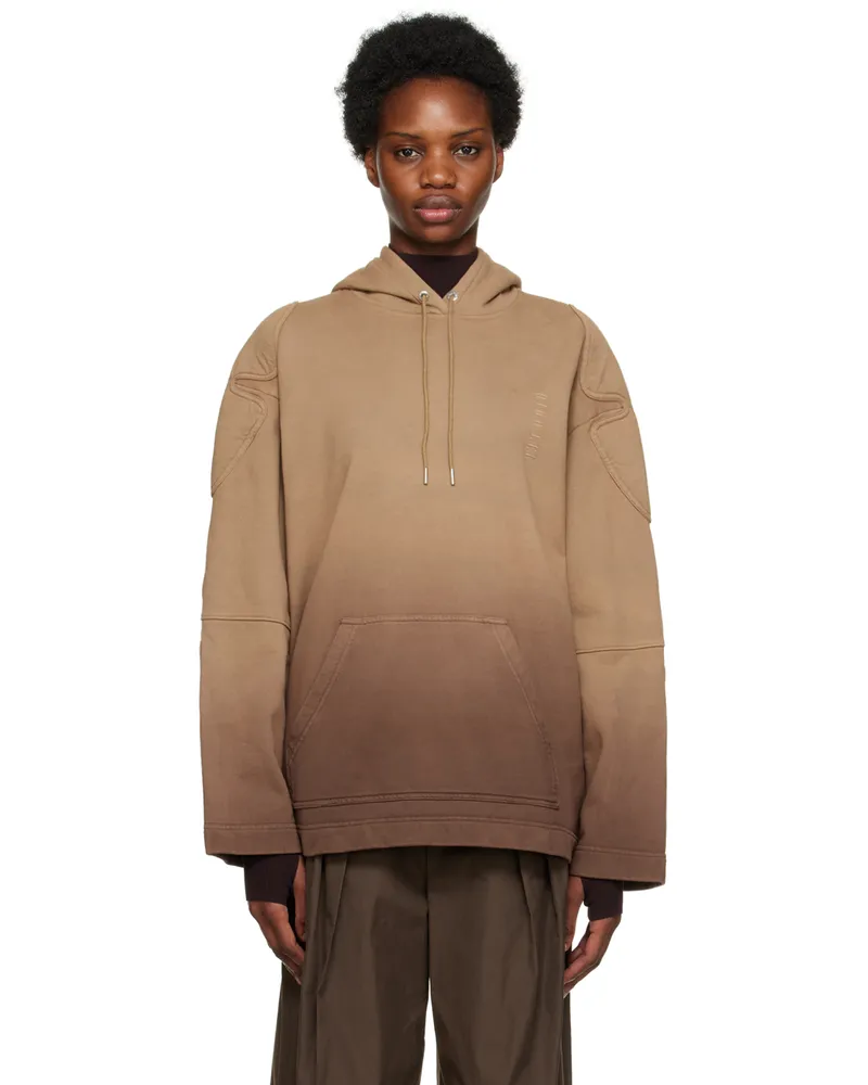 Dion Lee Brown & Taupe Padded Sunfade Hoodie Umber