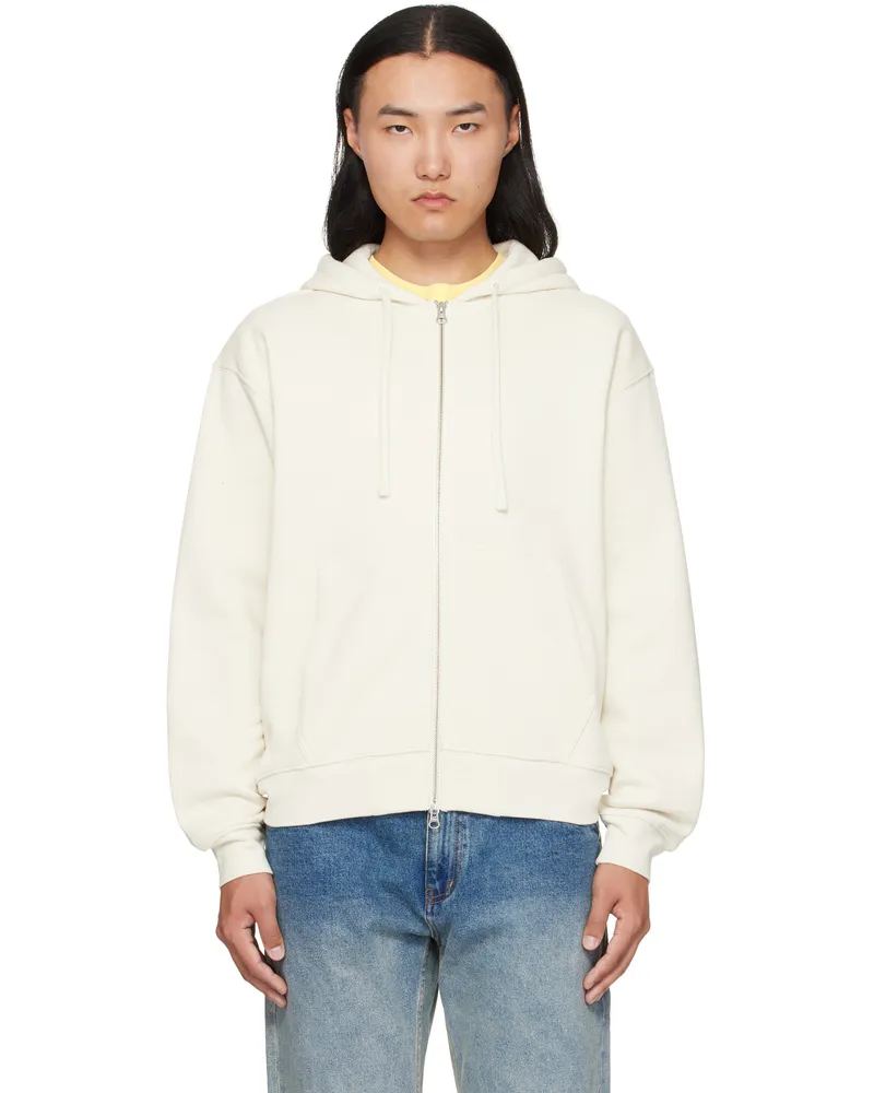 Dime Beige Cursive Zip Hoodie Natural
