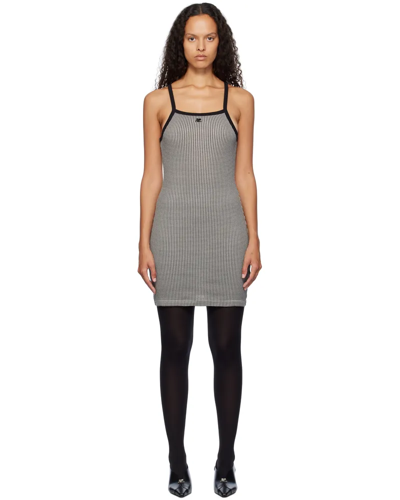 Courrèges Black & White Contrast Houndstooth Minidress B135