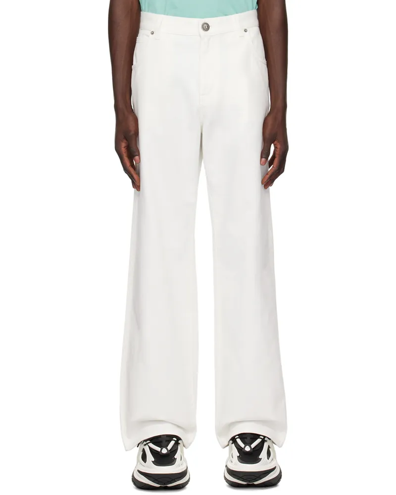 Balmain White Straight-Leg Jeans 0fa