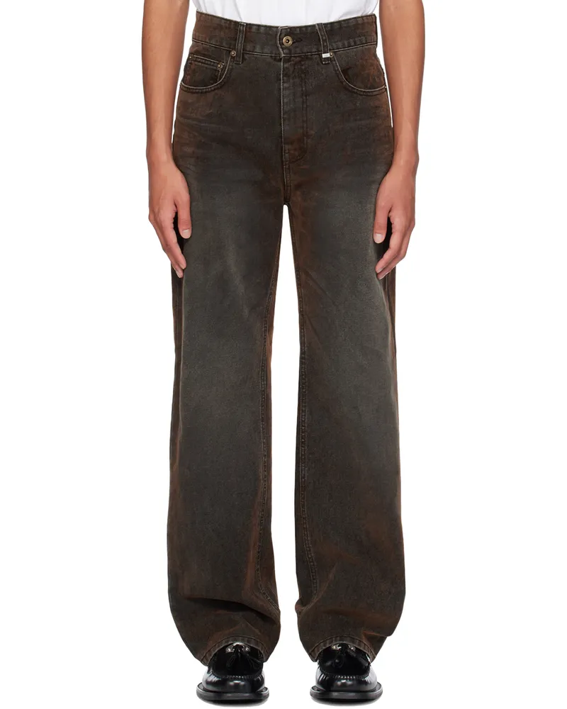WE 11 DONE Brown Flocked Jeans Black