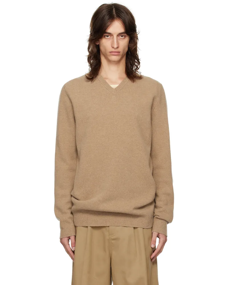 Maison Margiela Tan V-Neck Sweater 124m