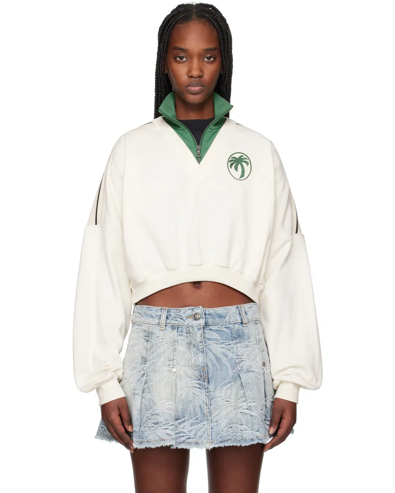 Palm Angels Off-White & Green Oval Palm Sweatshirt Off