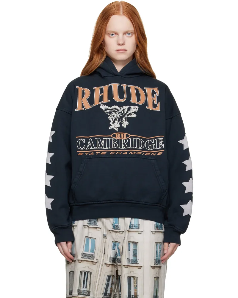 RHUDE Black 'Cambridge State Champions' Hoodie 0027