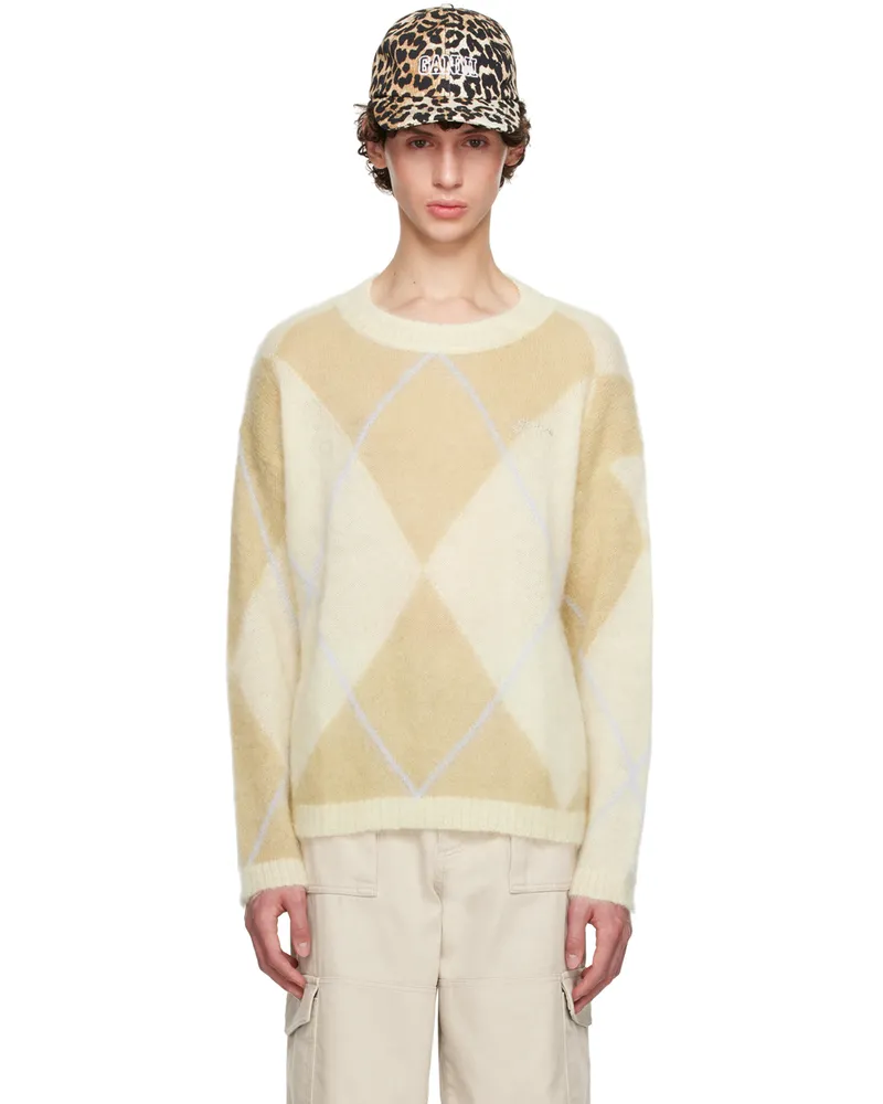 Ganni Beige O-Neck Sweater Multicolour