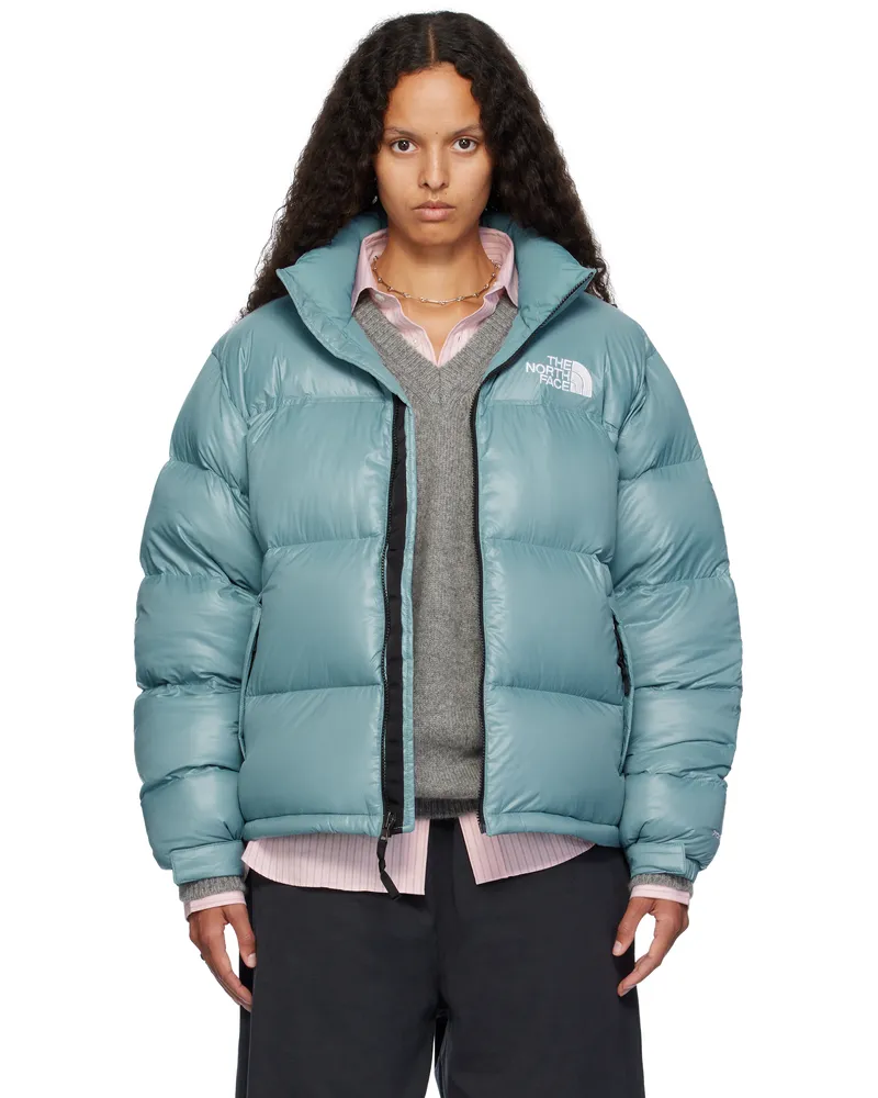 The North Face SSENSE Exclusive Blue 1996 Retro Shine Nuptse Down Jacket 39f