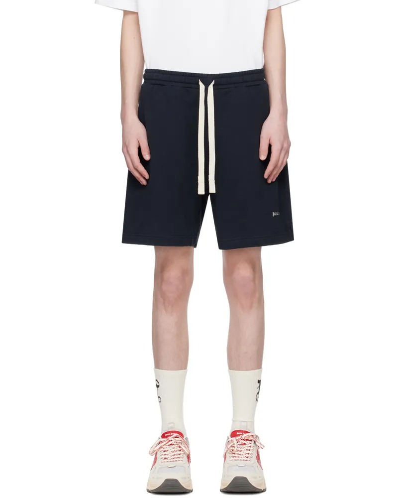 Palm Angels Navy Embroidered Shorts Navy