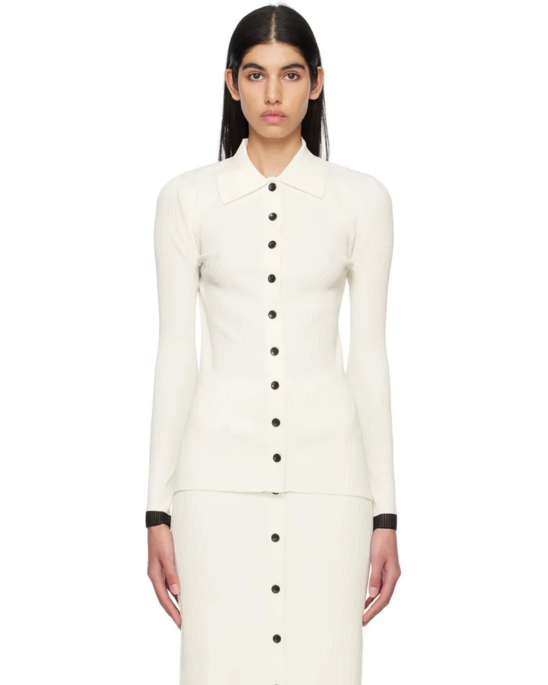 Proenza Schouler Off-White Proenza Schouler White Label Pointed Collar Cardigan Cream